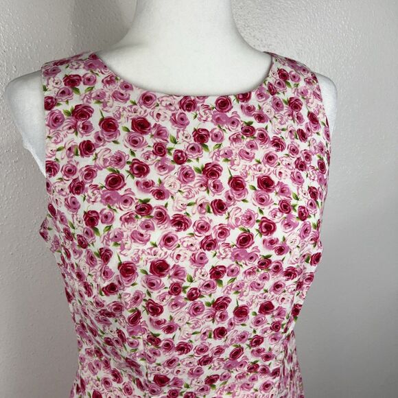 CDC Dress Women 12 White Red Pink Floral All Over Print Sheath Sleeveless Casual - Picture 6 of 12